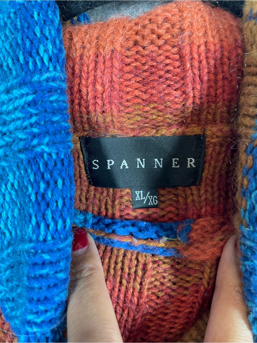 Vintage Spanner Colorblock Wool Blend Argyle Knit Sweater Knit XL Relaxed Fit - Picture 3 of 16